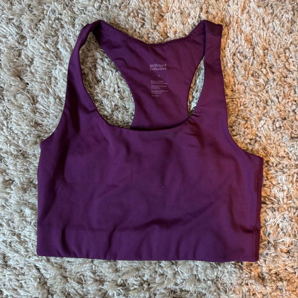 Girlfriend Collective Women’s Paloma Racerback Sports Bra Plum, size small